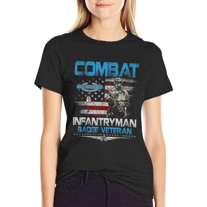 Combat Infantryman Badge CIB 11C Veteran Patriotic 4th July  Wrinkle-resistant T-Shirt