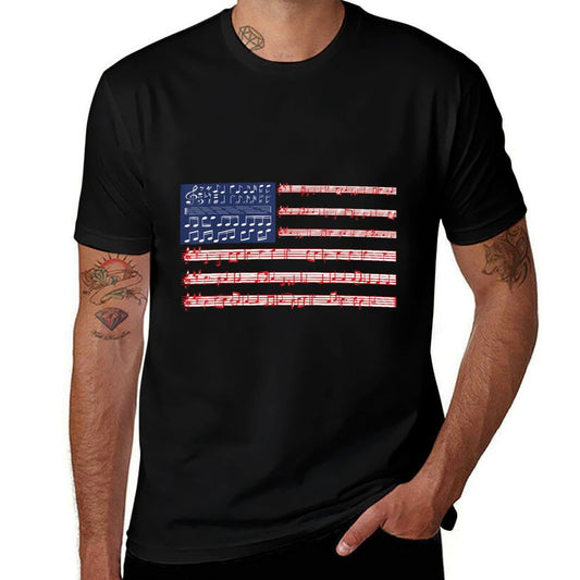 4th Of July National Anthem Music Note USA Kids Adults  Breathable T-Shirt