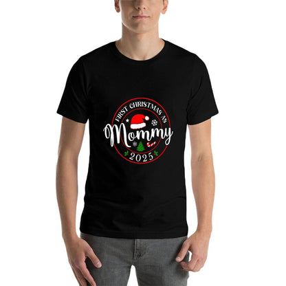 First Christmas As Mommy 2025 1st Christmas Family Matching  Lightweight T-Shirt