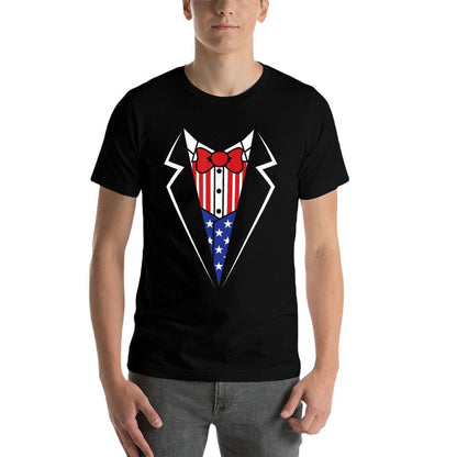 American Tuxedo Bow Tie 4th Of July USA Merica Gift  Rolled Sleeves T-Shirt