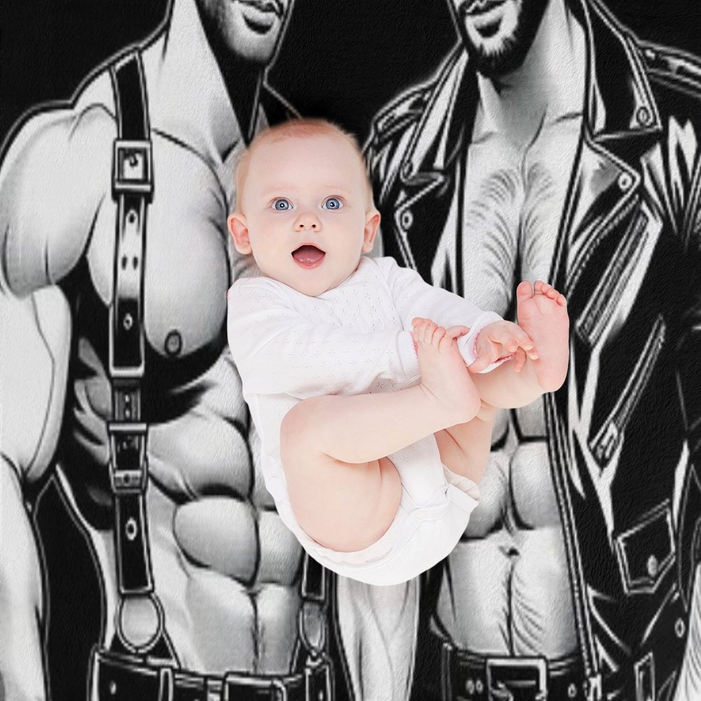 Gay Leder Chaps in Chaps Tom of Finland Tribute Leather Bikers Hangout Pride Graphic Design Velvety-soft Throw Blanket