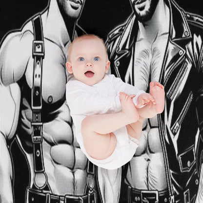 Gay Leder Chaps in Chaps Tom of Finland Tribute Leather Bikers Hangout Pride Graphic Design Velvety-soft Throw Blanket