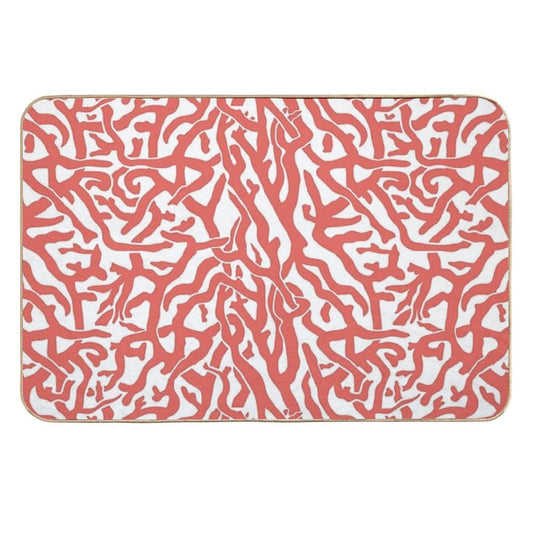 Coral Reef Pattern  Reddish Coral White Coastal Beach House  Slip-Resistant Bath Mat