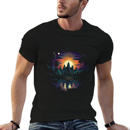 Visionary Angkor Wat in Abstract Khmer Style  Graphic-printed T-Shirt