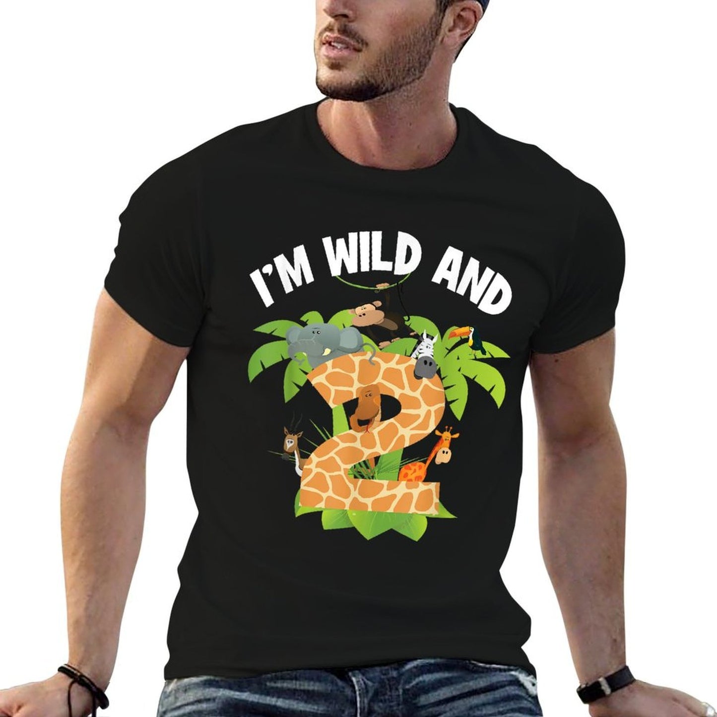 I'm Wild And 2 Years Old Zoo Theme 2nd Birthday Animal Party  Durable T-Shirt