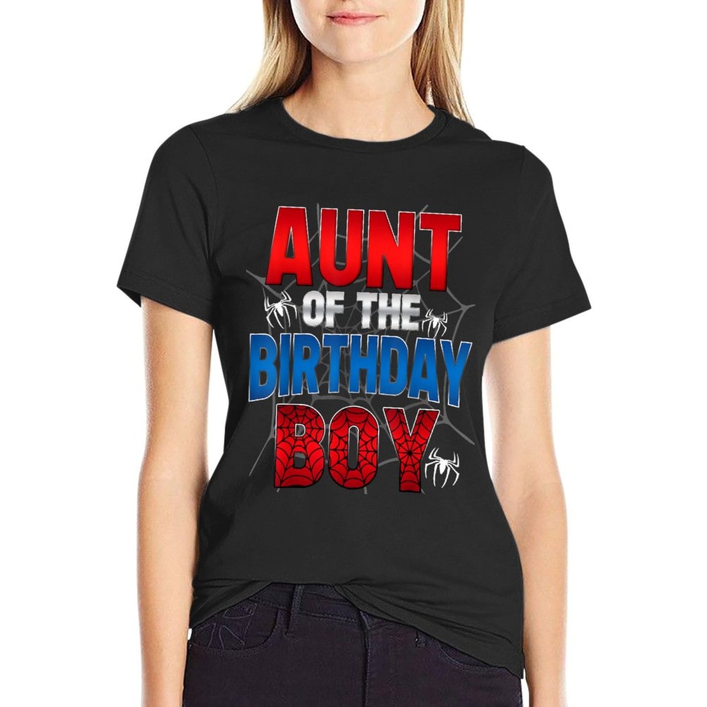Aunt Of The Birthday Boy Matching Family Spider Web  Versatile T-Shirt
