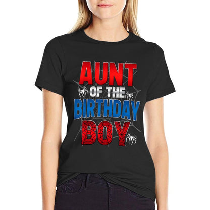 Aunt Of The Birthday Boy Matching Family Spider Web  Versatile T-Shirt