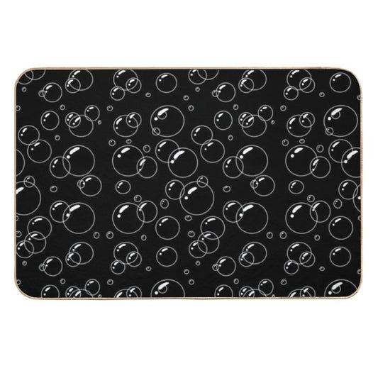 Black And White Bubble Pattern  Easy To Clean Bath Mat