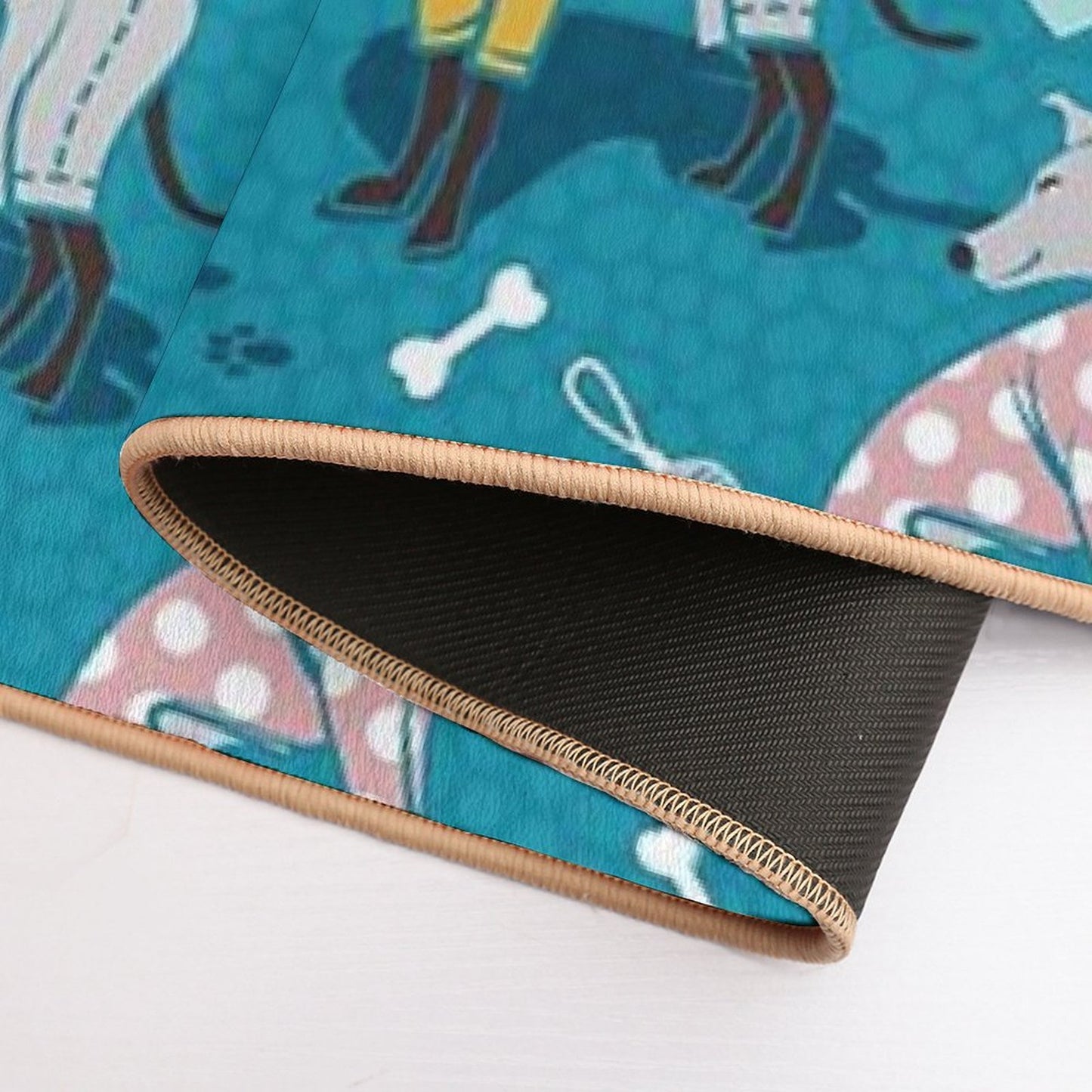 Greyhounds Dogwalk  Turquoise Background  High-Traffic Bath Mat