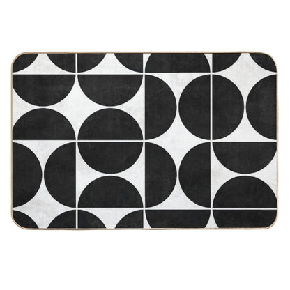 Mid-Century Modern Pattern No.3 - Black And White Concrete  Non-Slip Bath Mat