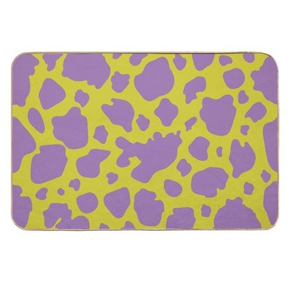Cow Print - Neon Green & Violet Durable Bath Mat