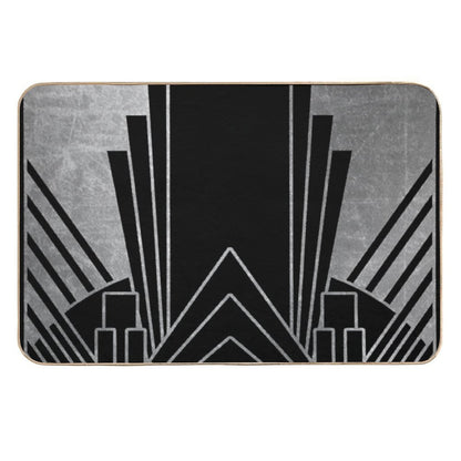 Silver Art Deco Design  High-Traffic Bath Mat