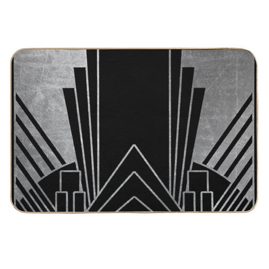 Silver Art Deco Design  High-Traffic Bath Mat