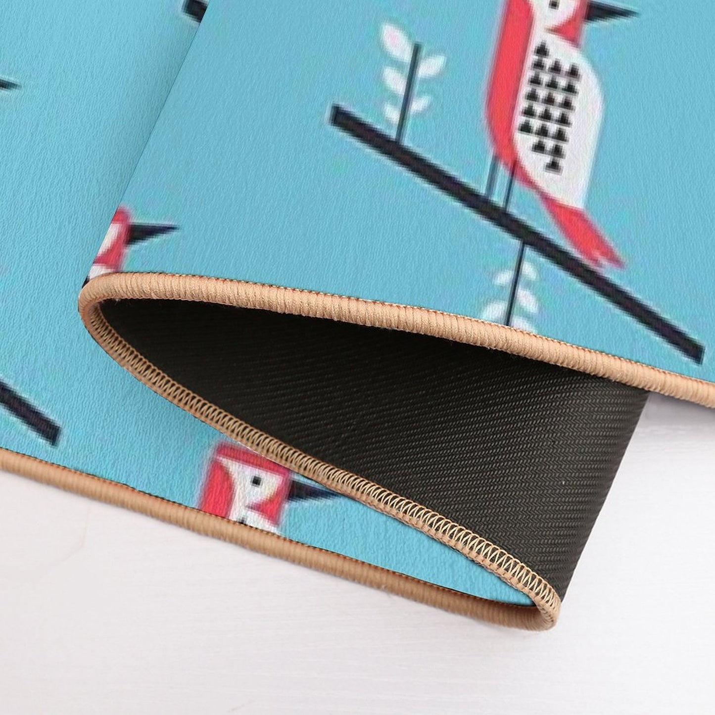 Woodpecker in Blue Durable Bath Mat
