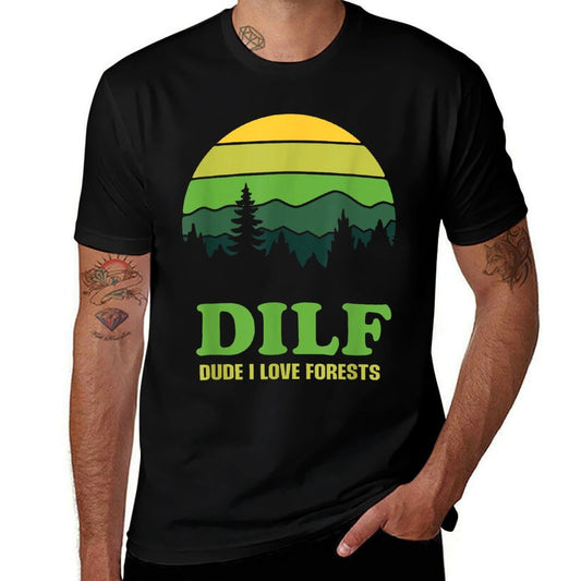 DILF Dude I Love Forests - Funny Nature Hiking Tree Camp Fan  Polyester Blend T-Shirt