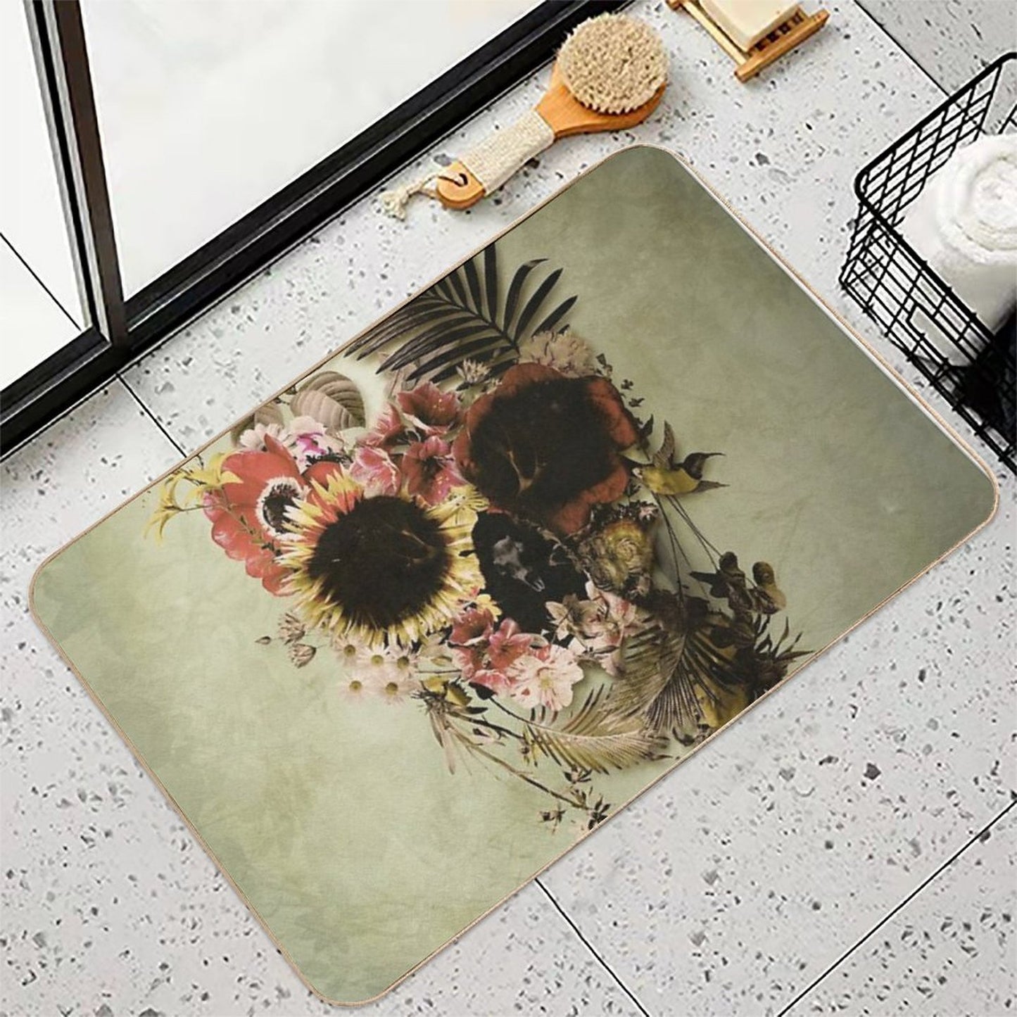 Garden Skull Light  Stain-Proof Bath Mat