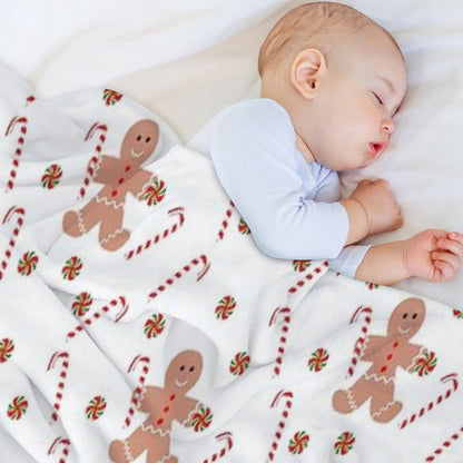 Gingerbread Man with Christmas Candy All-season Throw Blanket
