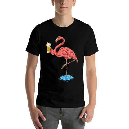 Flamingo Drinking Beer  Odor-resistant T-Shirt