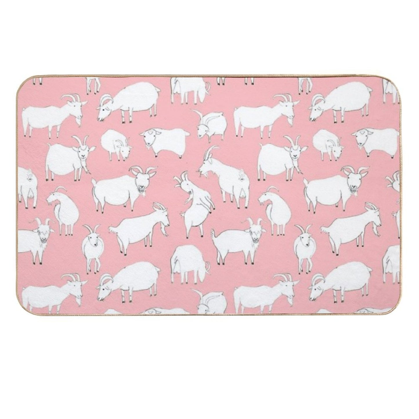 Goats Playing – Pink  Toxin-Free Bath Mat