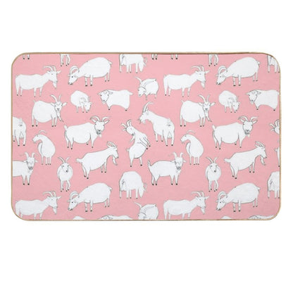Goats Playing – Pink  Toxin-Free Bath Mat
