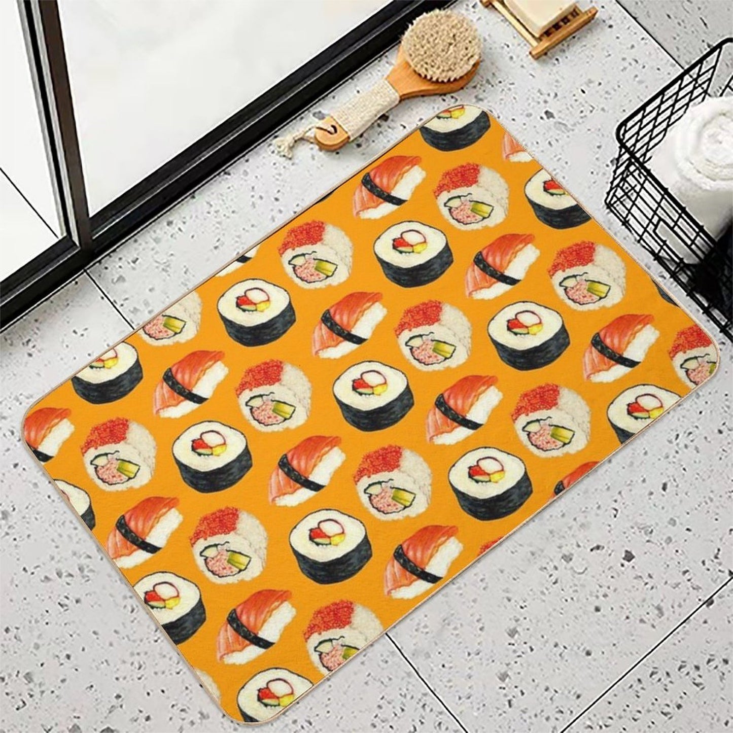 Sushi Pattern - Orange  Odorless Bath Mat