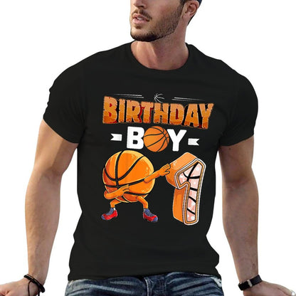 Kids Dabbing Basketball Ball Birthday Boy 1 Year Old 1st Birthday  Durable T-Shirt