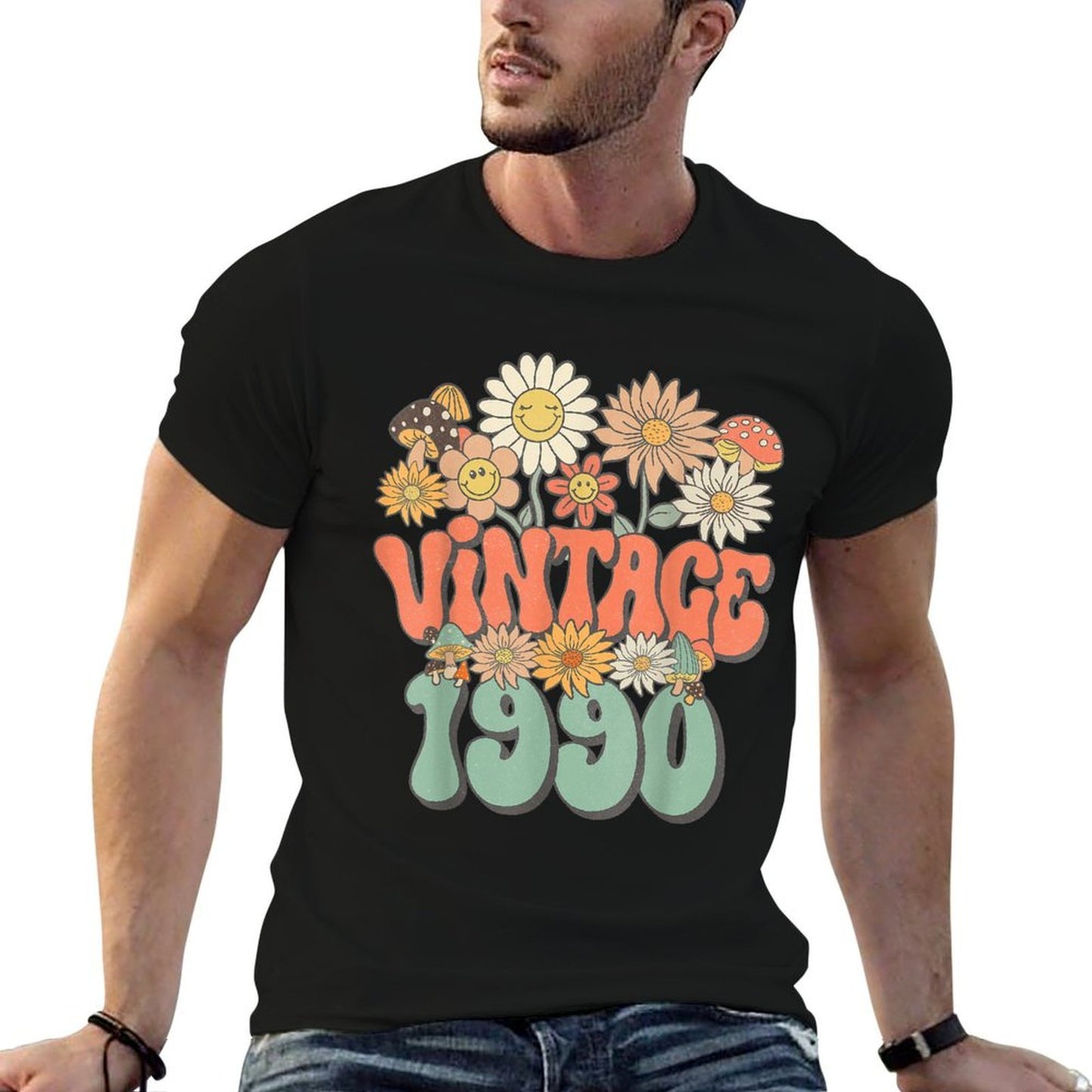 Vintage 1990 Floral Hippie Groovy Daisy Flower 35th Birthday  Classic T-Shirt