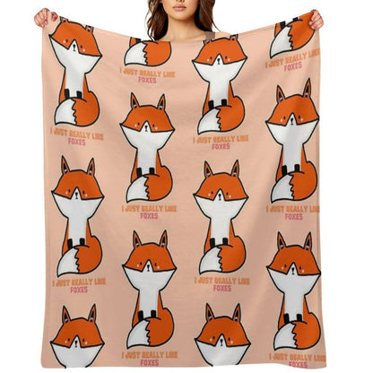 I Just Really Like Foxes Orange Multi-functional Throw Blanket