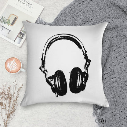 DJ Headphones Stencil Style Soft Easy Maintenance Throw Pillow