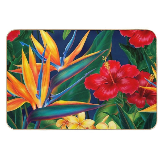 Tropical Paradise Hawaiian Birds of Paradise Illustration  Eco-Friendly Bath Mat