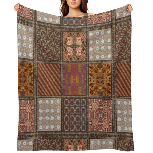Brown Patchwork Versatility Throw Blanket