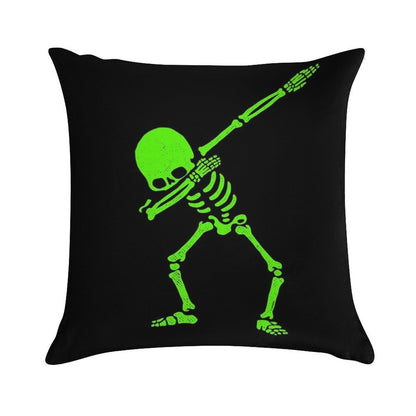 Dabbing Skeleton Green Soft Anti-Pilling Throw Pillow