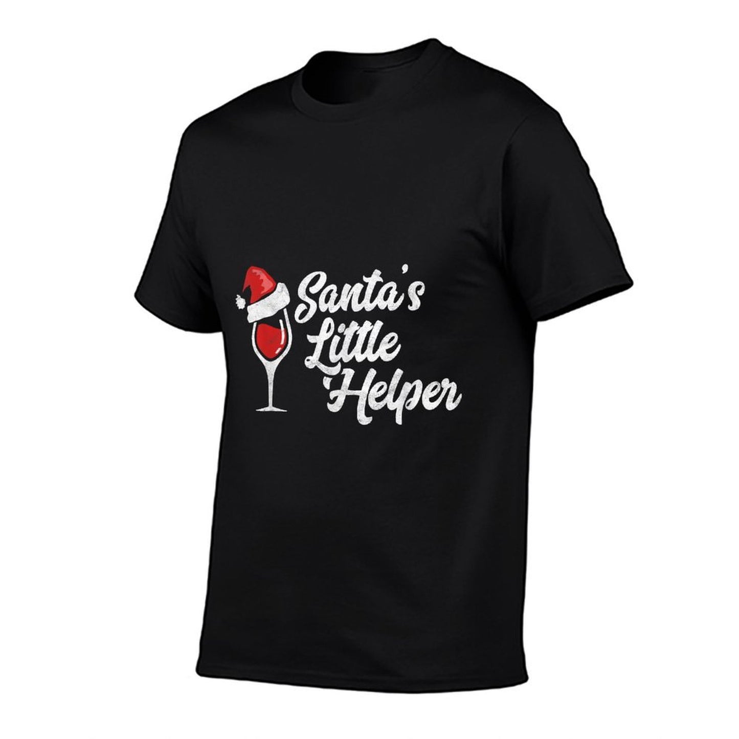 Santas Little Helper Christmas Wine Glass  Santa Hat  Versatile T-Shirt