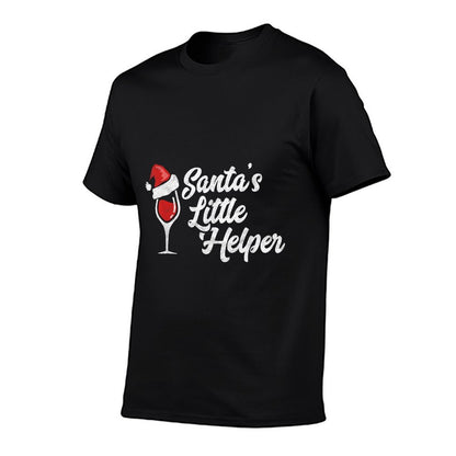 Santas Little Helper Christmas Wine Glass  Santa Hat  Versatile T-Shirt