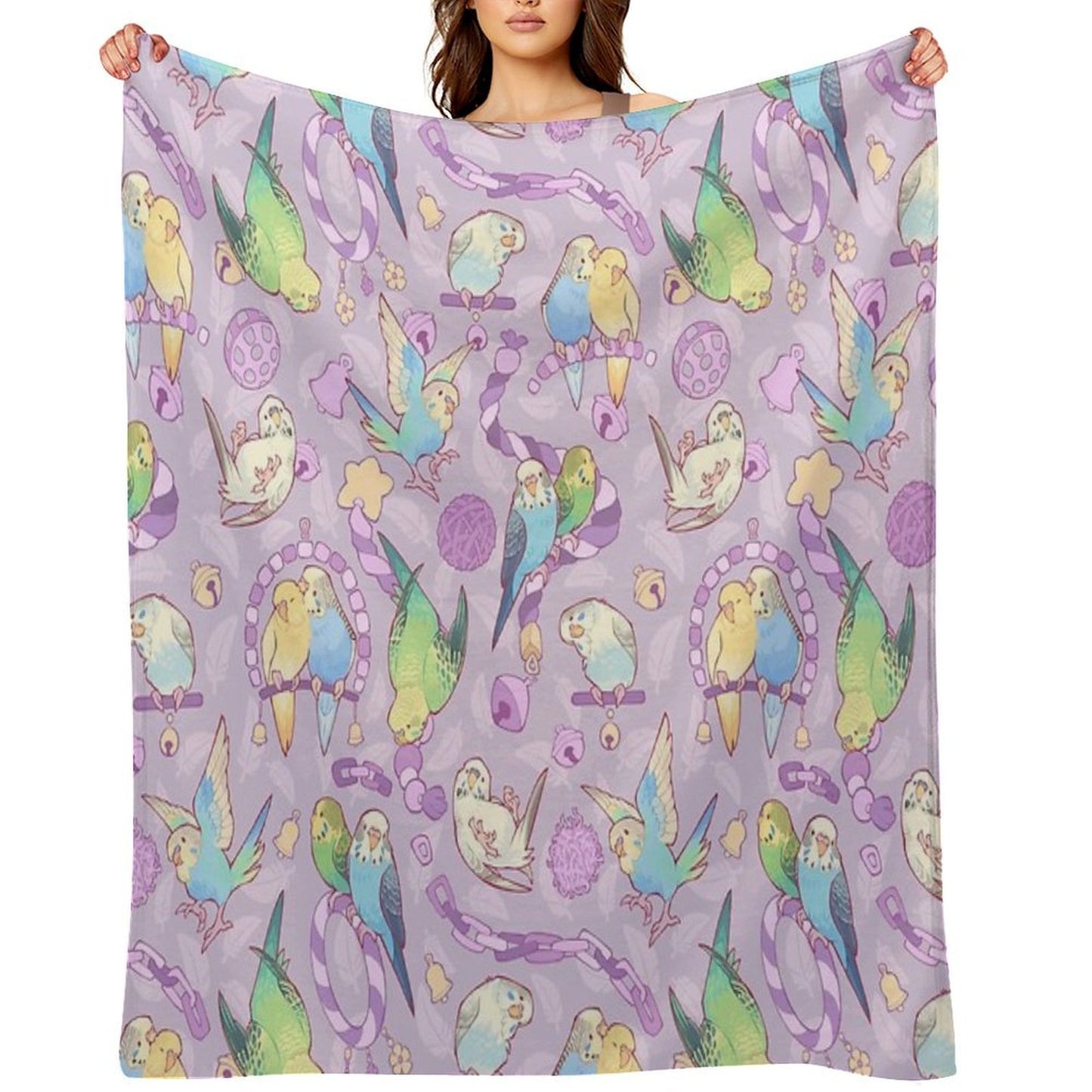Budgie Bunch Grape Froyo Flavored Durable Throw Blanket