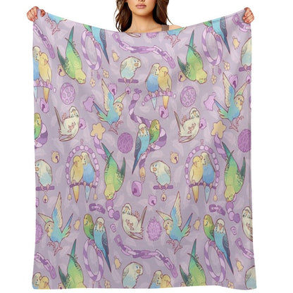 Budgie Bunch Grape Froyo Flavored Durable Throw Blanket