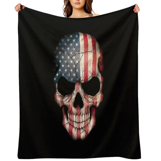 American Flag Skull Comfort Throw Blanket