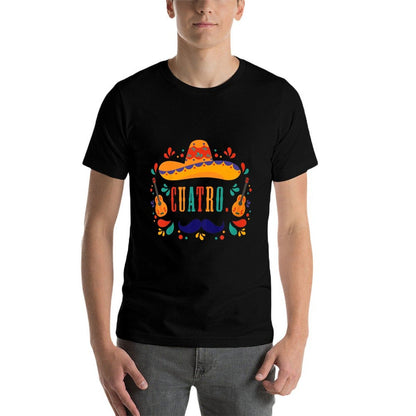 Kids 4 Year Old Mexican Fiesta Birthday Party Theme Cuatro  Affordable Price T-Shirt