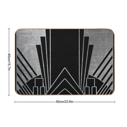 Silver Art Deco Design  High-Traffic Bath Mat