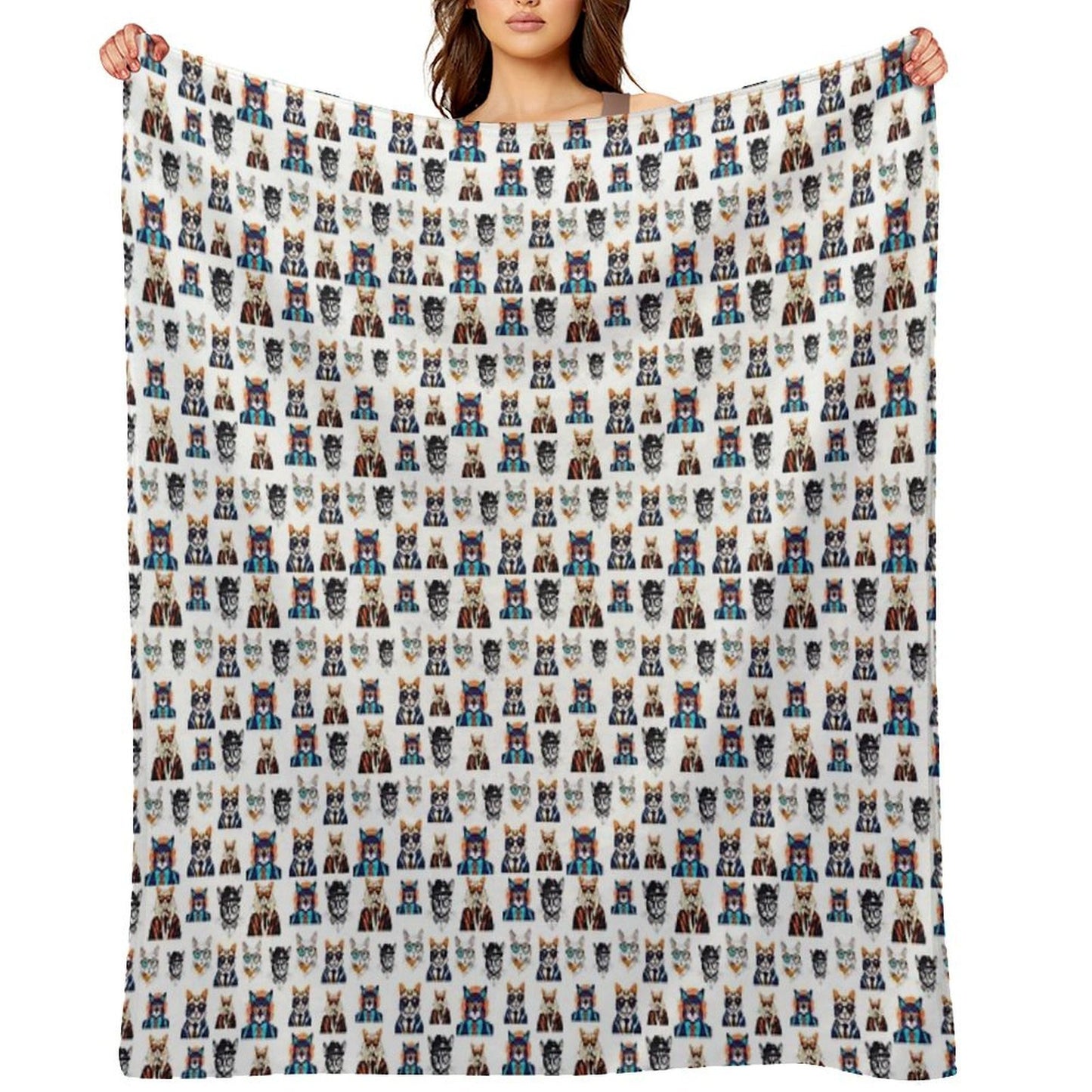 Cool Cat Chronicles Pattern 4 Plush Throw Blanket