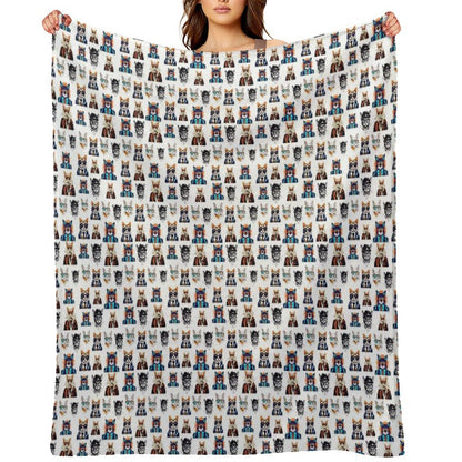 Cool Cat Chronicles Pattern 4 Plush Throw Blanket
