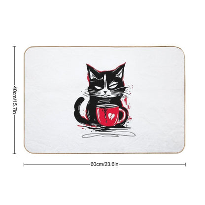 Coffee Cat Morning Grouch Coffee Cat  Dirt-Trapping Bath Mat