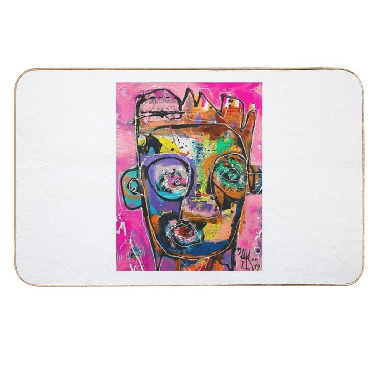 Neoexpressionism, Art Brut, Spontaneous Art, Black And Colors, Free Figuration  Repositionable Bath Mat