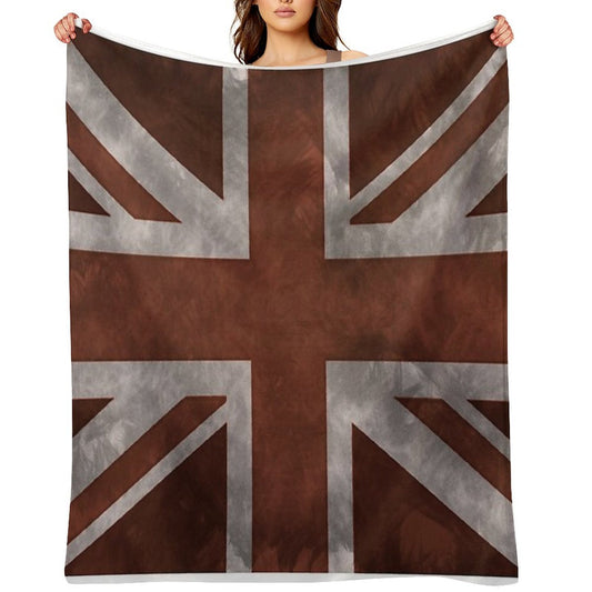 Red Distressed Union Jack Sustainable Throw Blanket