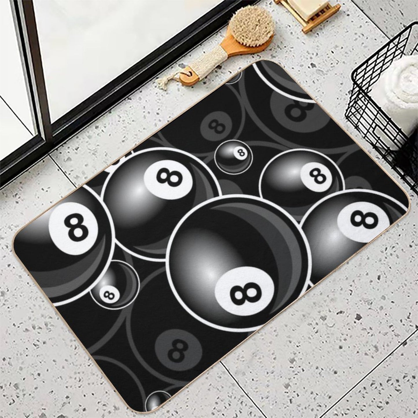 Billiards Black 8 Ball 8-Ball Black And White  Easy Maintenance Bath Mat