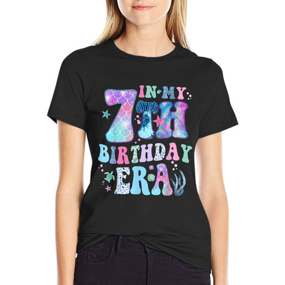 In My 7th Birthday Era Mermaid Girl Seven Bday 7 Year Old  Breathable T-Shirt