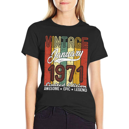 Limited Edition January 1971 50th Birthday Gift Vintage  Stretchy T-Shirt