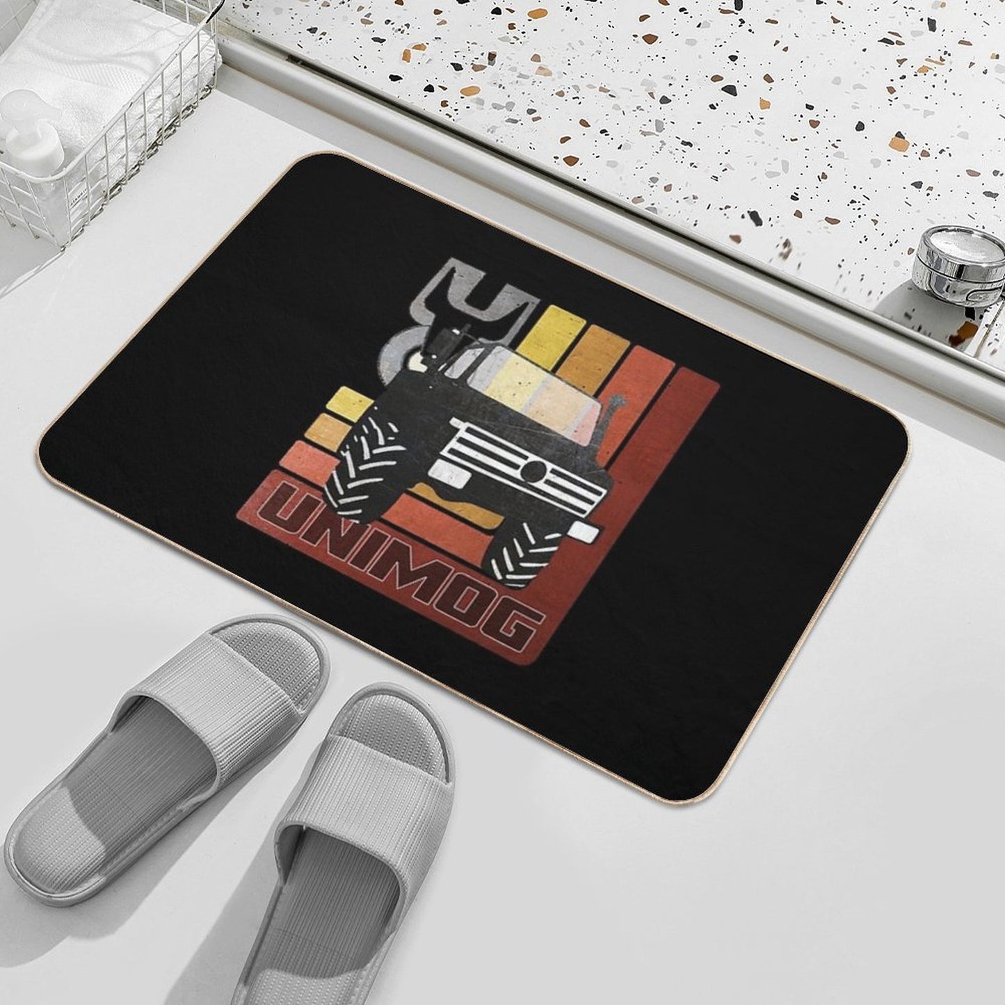 Unimog Retro (on Black)  Stain-Proof Bath Mat
