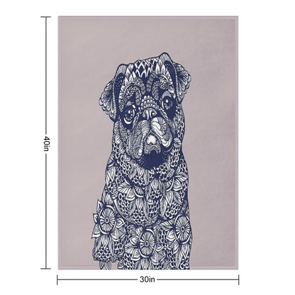 Mandala of Pug Wrinkle-free Throw Blanket