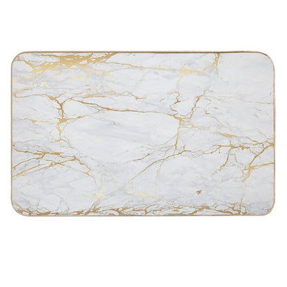 White And Gold Marble  Repositionable Bath Mat